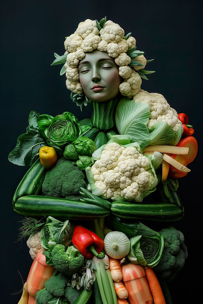 Woman with a body of vegetables. (AI Generated)